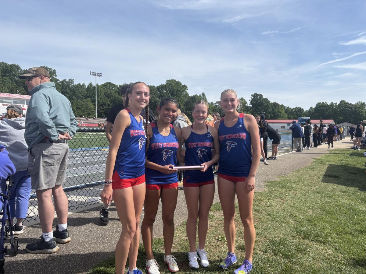 The 4 x 800 girls team after getting 3rd place in the region and getting a new school record.